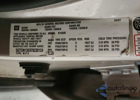 2007 Hummer H3 z USA, uszkodzony, nr VIN 5GTDN13E978230124